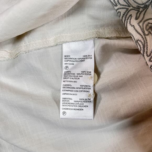 Tommy Bahama Shirt Mens Large White Silk Scrolling Vines Embroidered Button Up - Picture 5 of 11